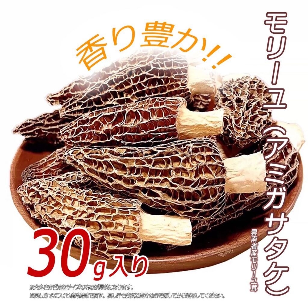 天然アミガサタケ 国産京都産 最終便③特大〜特盛り！ アミガサタケ（モリーユ）乾燥 30g ｜アミガサダケ 原料そのまま