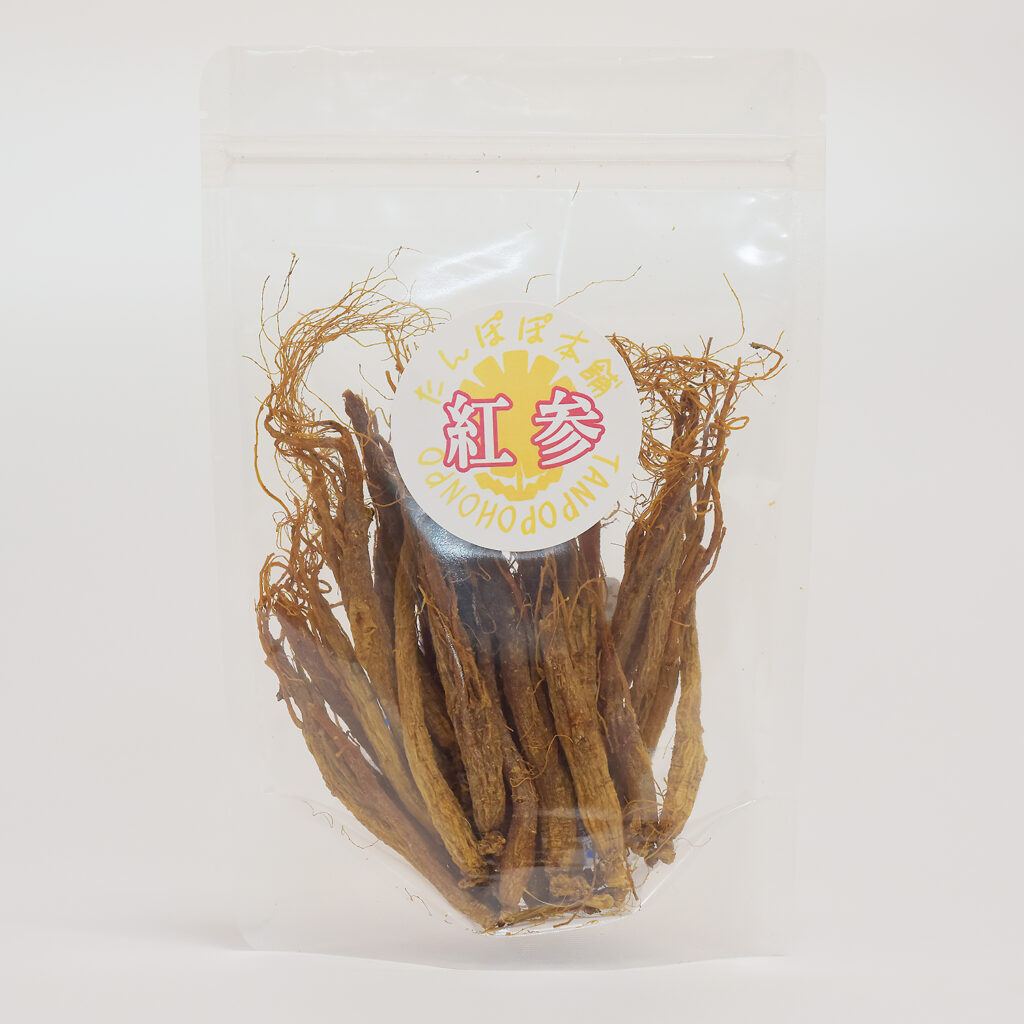 高麗人参（紅参）姿のまま 約30本 100g 長白山産 そのまま乾燥 紅参 野生環境露地栽培 たんぽぽ本舗