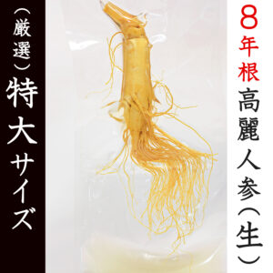 8年根高麗人参(生) 1本 特大サイズ （厳選） 薬膳酒用 長白山産 野生